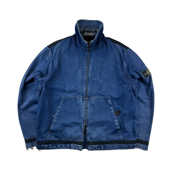 Stone Island Vintage 1997 Blue Denim Zipped Jacket - Medium