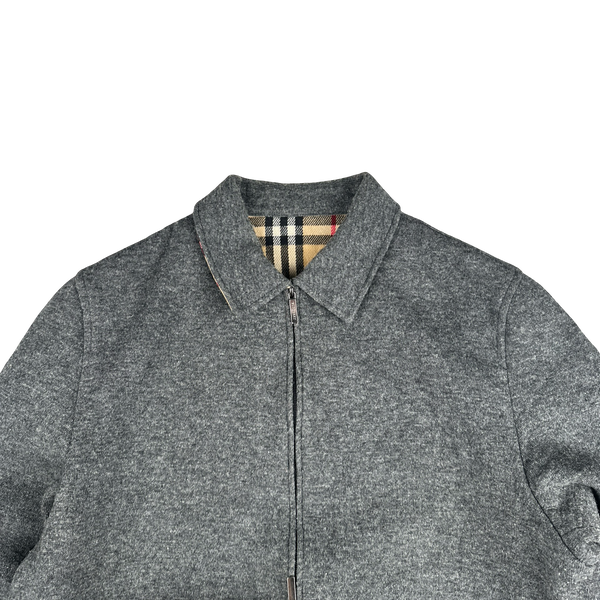 Burberry Grey Wool Nova Check Collar Lined Jacket - XL