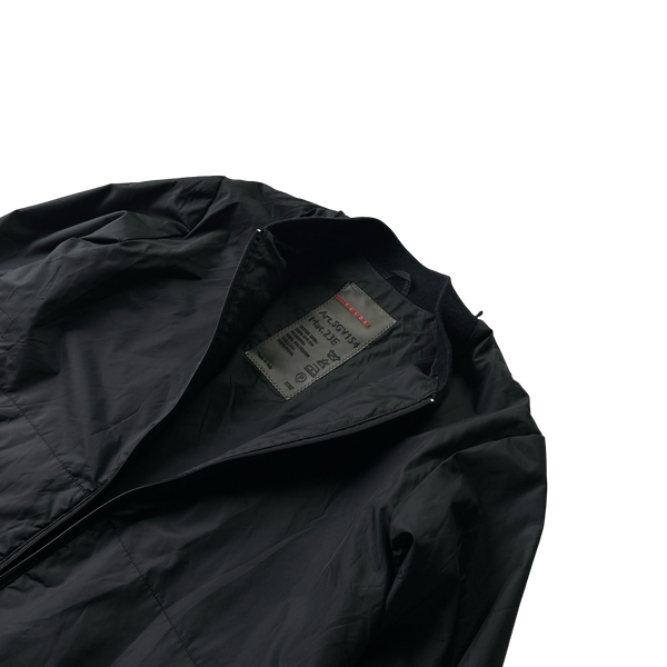 Prada Black Nylon Down Padded Bomber Jacket - XXL