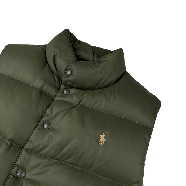 Ralph Lauren Green Down Puffer Gilet - Medium