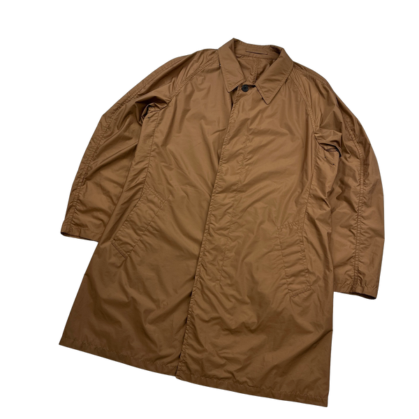 Aquascutum Orange Checked Collared Nylon Trench Coat - Large