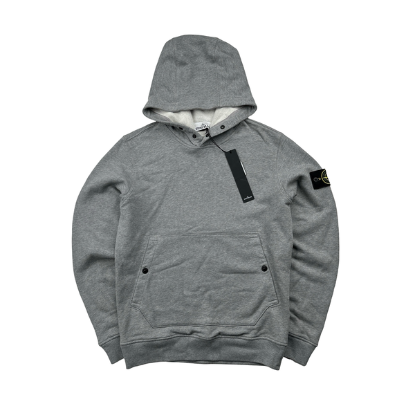 Stone Island 2023 Grey Cotton Fleece Hoodie Jumper - Small