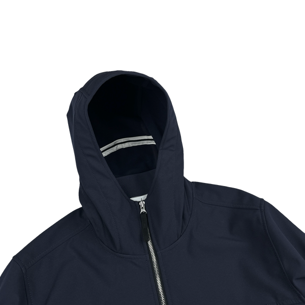 Stone Island 2021 Navy Soft Shell E Dye Hooded Jacket - Large