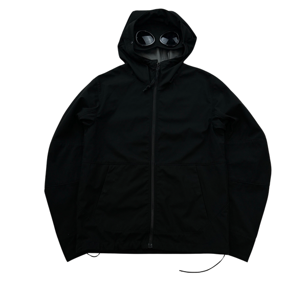 CP Company Black Soft Shell Goggle Jacket Small Mat s Island