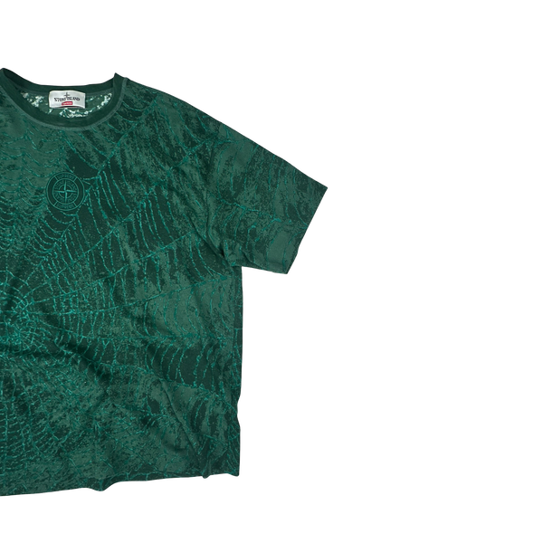 Stone Island x Supreme 2023 Green Spiderweb T Shirt - XL