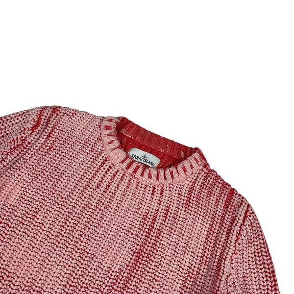 Stone Island 2017 Pink Hand Corrosion Cable Knit Jumper - Large