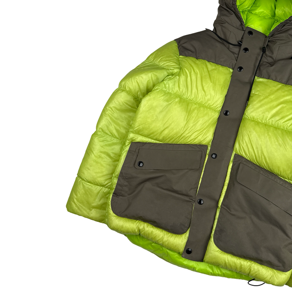 CP Company Neon/Khaki DD Shell Lens View Puffer Jacket - Large
