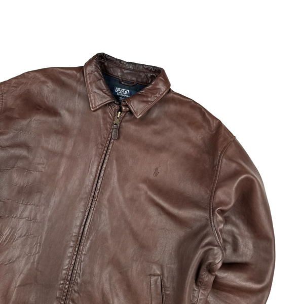 Ralph Lauren Brown Heavyweight Leather Jacket - Large