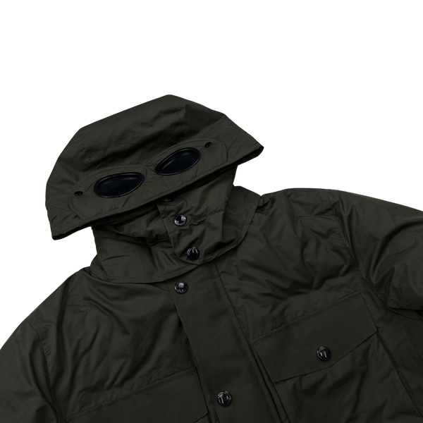 CP Company Khaki Micro M Down Filled Goggle Jacket - Medium