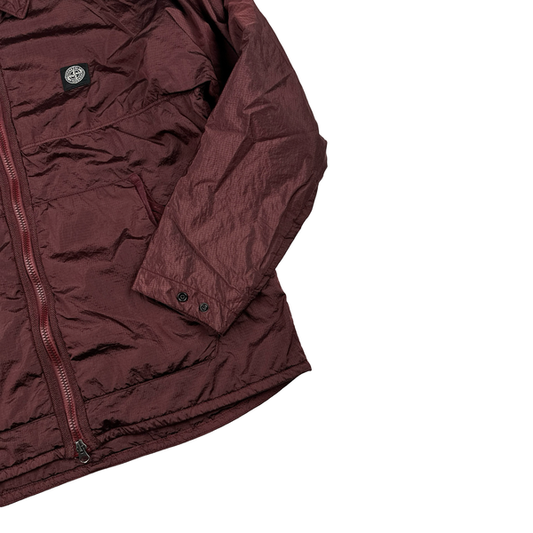 Stone Island Burgundy Red Padded Nylon Metal Jacket - Medium