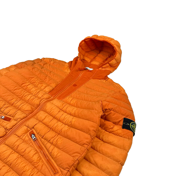 Stone Island 2019 Orange Loom Woven Down Puffer Jacket - Large