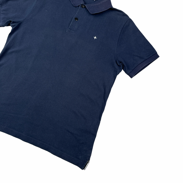 Stone Island Navy Cotton Compass Polo Shirt - Large