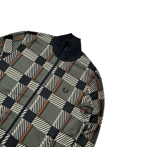 Fred Perry Checked Patterned Zipped Track Top - Medium