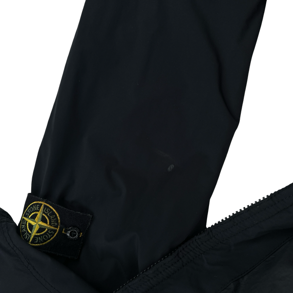 Stone Island 2021 Black Skin Touch Nylon Hooded Jacket - Medium