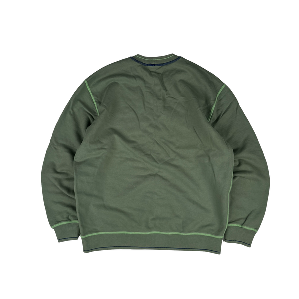 Stone Island 2023 Sage Green Contrast Stitch Compass Cotton Crewneck - Medium