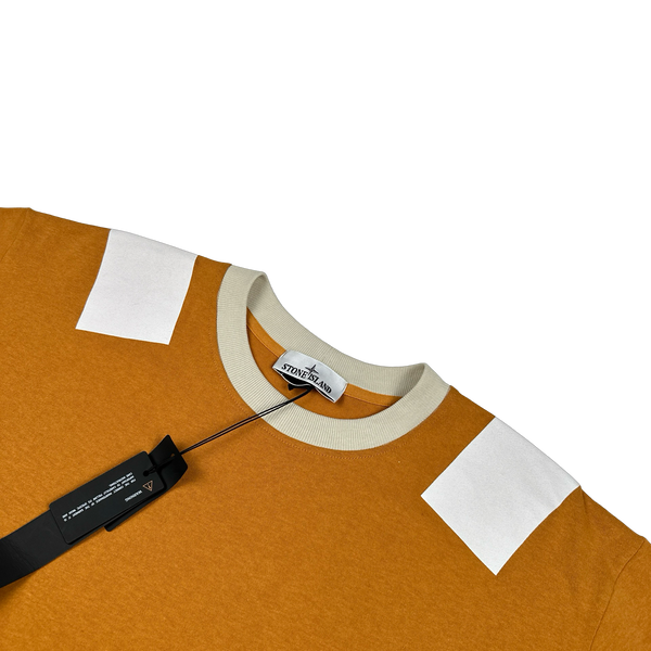 Stone Island 2023 Orange Marina Spellout Painted T-Shirt - Large