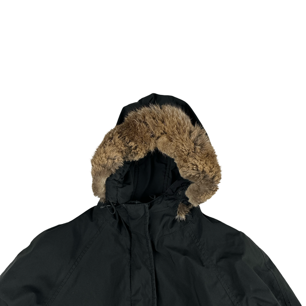Prada Black Racoon Fur Hood Goretex Parka Jacket - XS