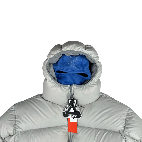 Palace 2024 White Matte Pertex Down Filled Blue Balaclava Puffer Jacket - Medium