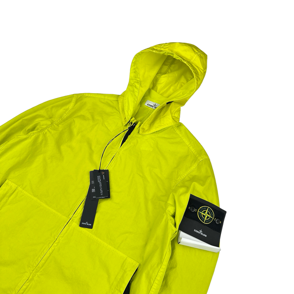 Stone Island 2021 Neon Yellow Cotton Cordura Hooded Jacket -Medium