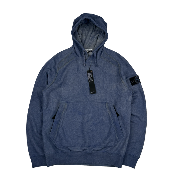 Stone Island 2021 Blue Dust Treatment Pullover Hoodie - Small