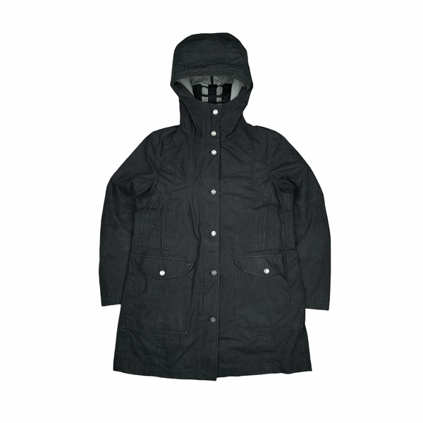 CP Company Black Long Hooded Cotton Blend Jacket - Small