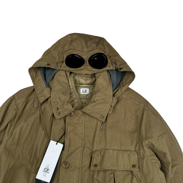 CP Company 50 Fili Down Filled Brown Goggle Jacket - Medium, Large