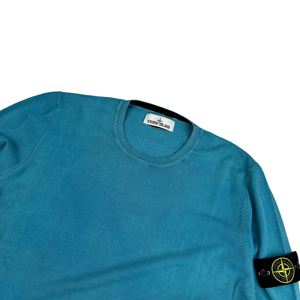 Stone Island 2015 Blue Cotton Knitted Crewneck Jumper - XL