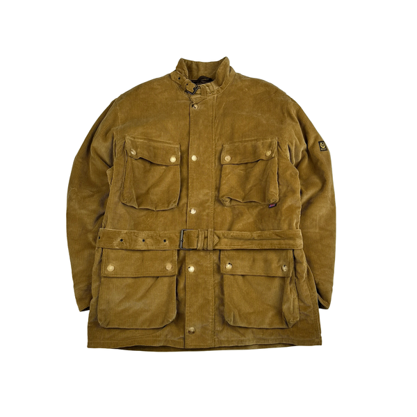 Belstaff Brown Trailmaster Multi Pocket Field Corduroy Zipped Heavyweight Jacket - Large