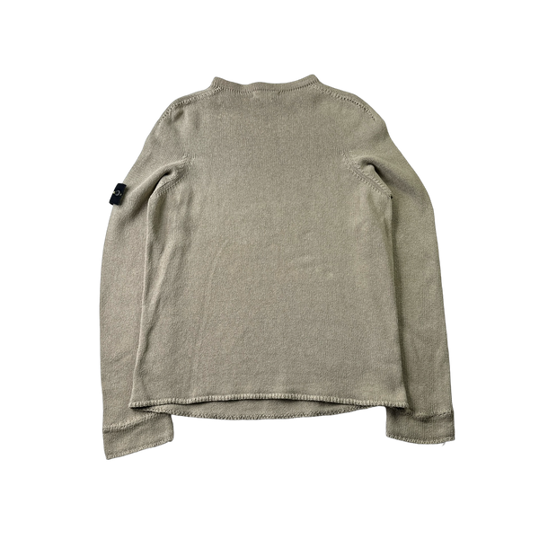 Stone Island Vintage Cotton Oatmeal Knitted Crewneck Jumper - XL