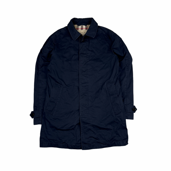 Burberry Brit Navy Nova Check Lined Trench Coat - Small