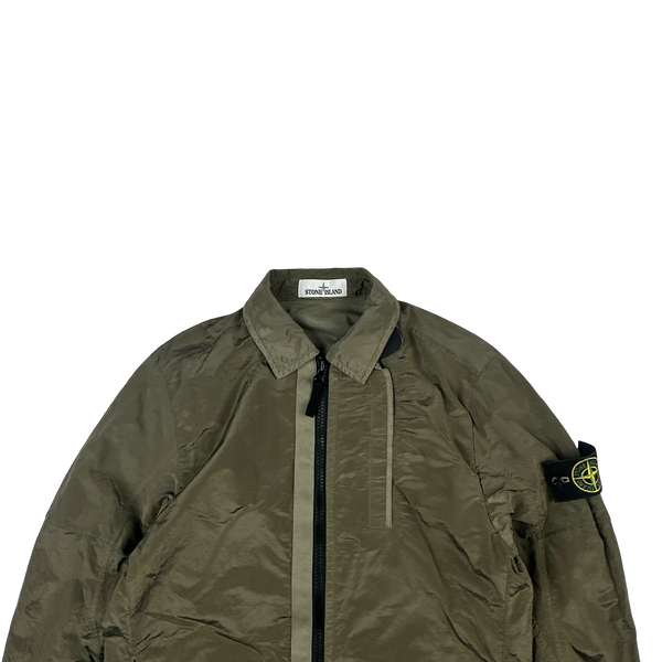 Stone Island 2018 Sage Green Shimmer Nylon Metal Overshirt - Small