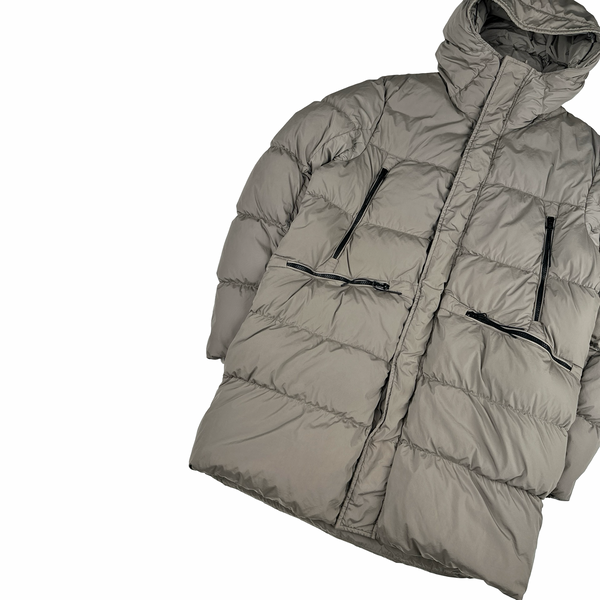 CP Company Beige Nycra Down Filled Puffer Long Jacket - Large