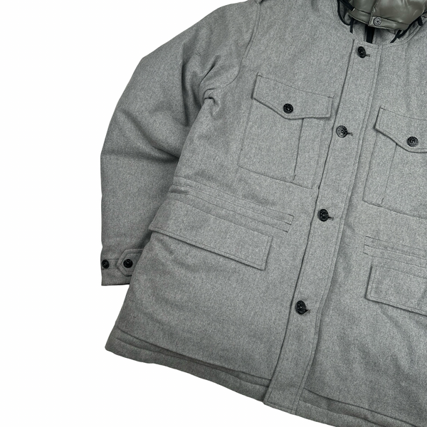 Stone Island 2014 Grey Ice Wool Blend Down Field Jacket - XXL