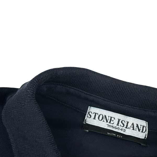 Stone Island Navy Vintage Compass Spellout Cotton Polo - XL