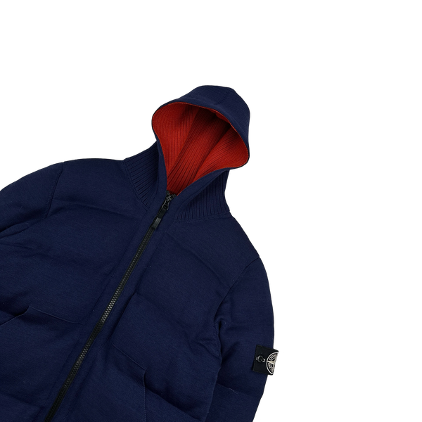 Stone Island 2014 Dark Blue Multi Knit Down Bag Jacket - Medium