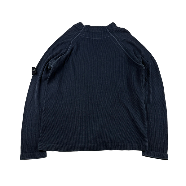 Stone Island 2003 Navy Ribbed Cotton Jumper - XXL