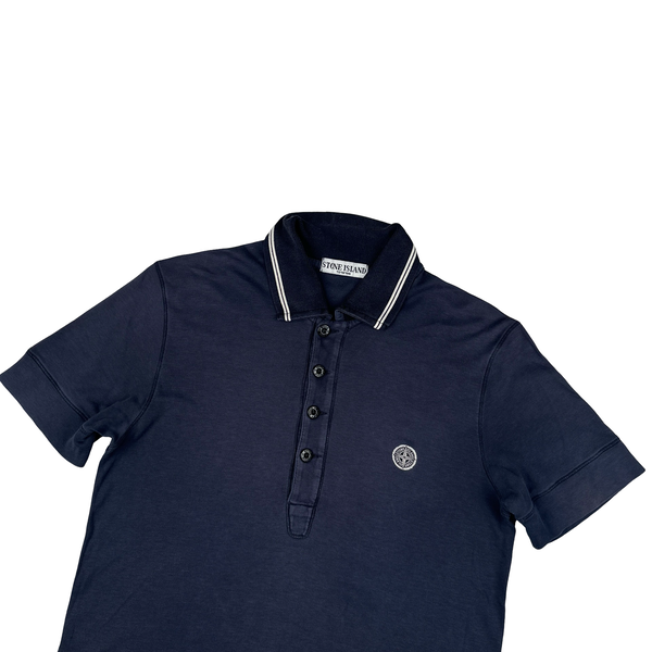 Stone Island 2009 Navy Cotton Spellout Polo Shirt - Medium