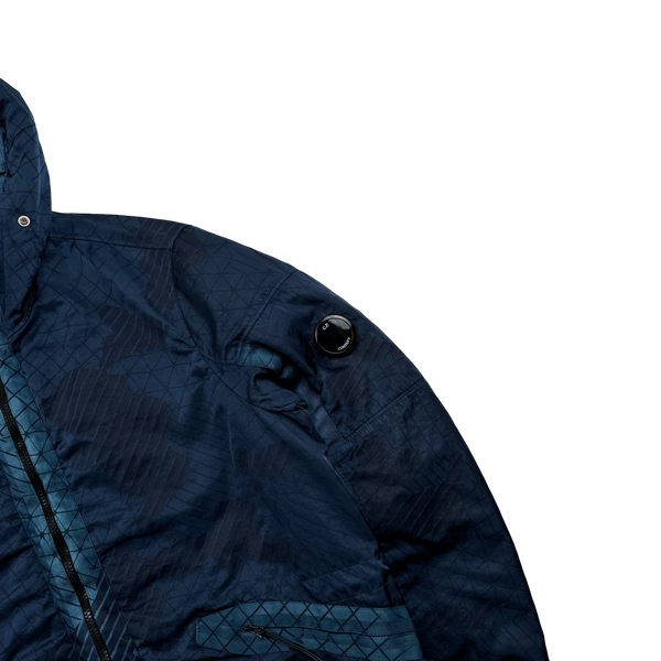 CP Company Blue M Bossed Hooded Jacket - Large