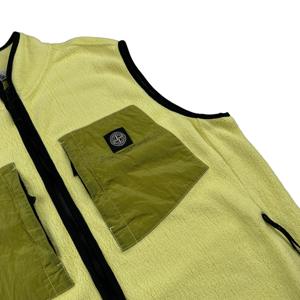 Stone Island 2017 Yellow Cotton Fleece Nylon Metal Pocket Gilet - XXL