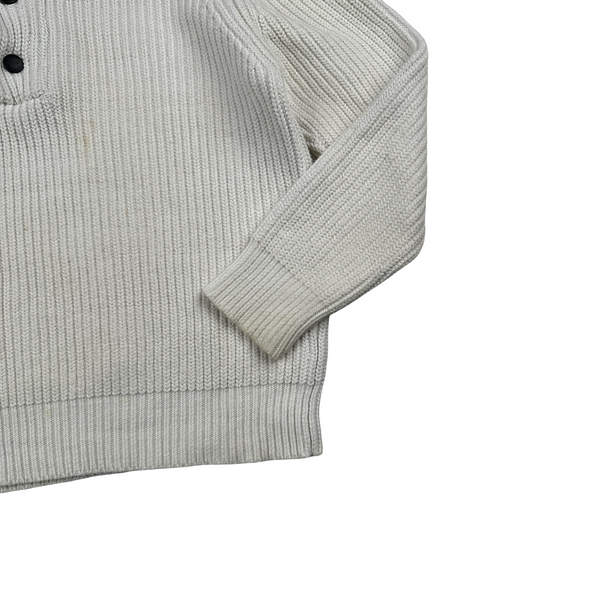 Henri Lloyd Thick Knitted Cotton Hooded White Jumper - XL