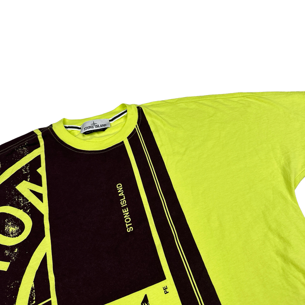 Stone Island 2022 Neon Painted Graphic Compass T Shirt - Small