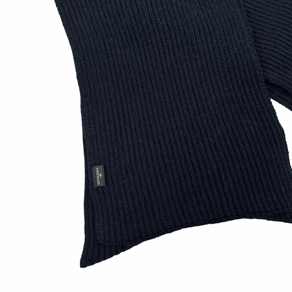 Stone Island Navy Wool Ribbed Scarf