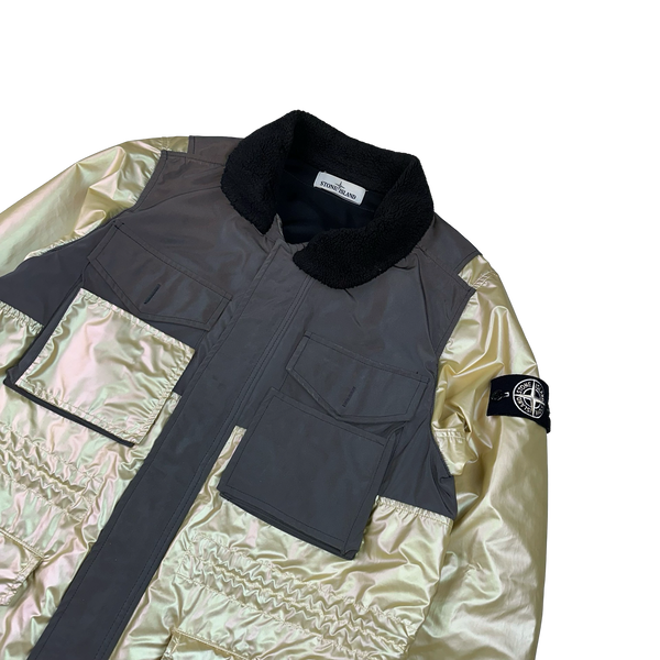 Stone Island 2018 Yellow Iridescent Coating Tela Reflex Mat 3 in 1 Iridescent Reflex Parka Jacket - Small