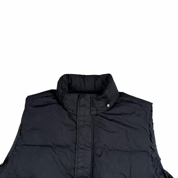 Stone Island 2021 Black Garment Dyed Crinkle Reps Down Filled Gilet - XL