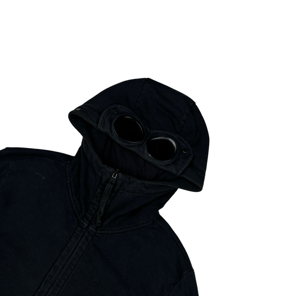 CP Company Black Cotton Goggle Hoodie - Large