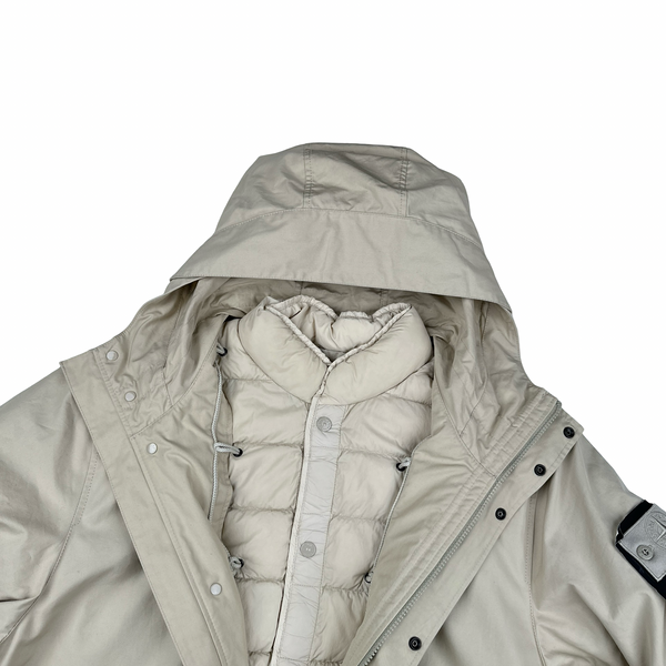 Stone Island 2024 Weatherproof Cotton Canvas Beige Ghost Piece Jacket - Large - XL