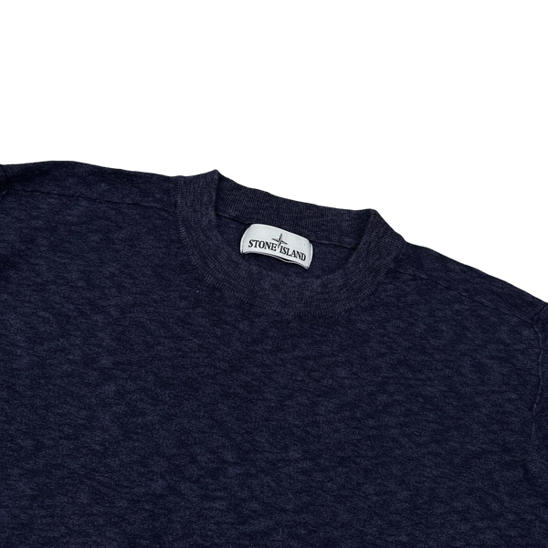 Stone Island Navy Fine Knit Marl Jumper - Small