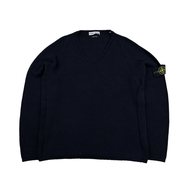 Stone Island 2002 Vintage Navy Cotton Knit - Large