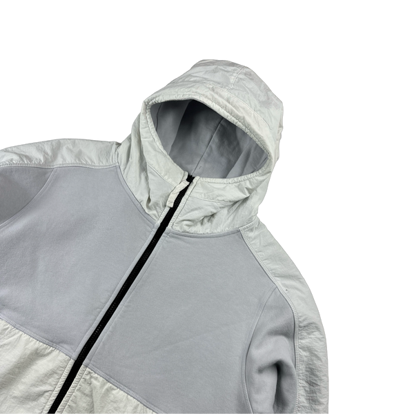 Nemen Ice Blue Zipped Spellout Hoodie Jacket - Medium