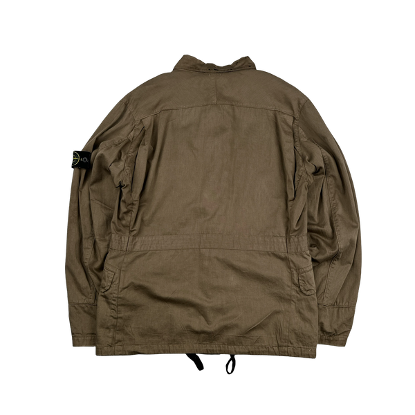 Stone Island 2002 Camel Raso Gommato Field Jacket - Large